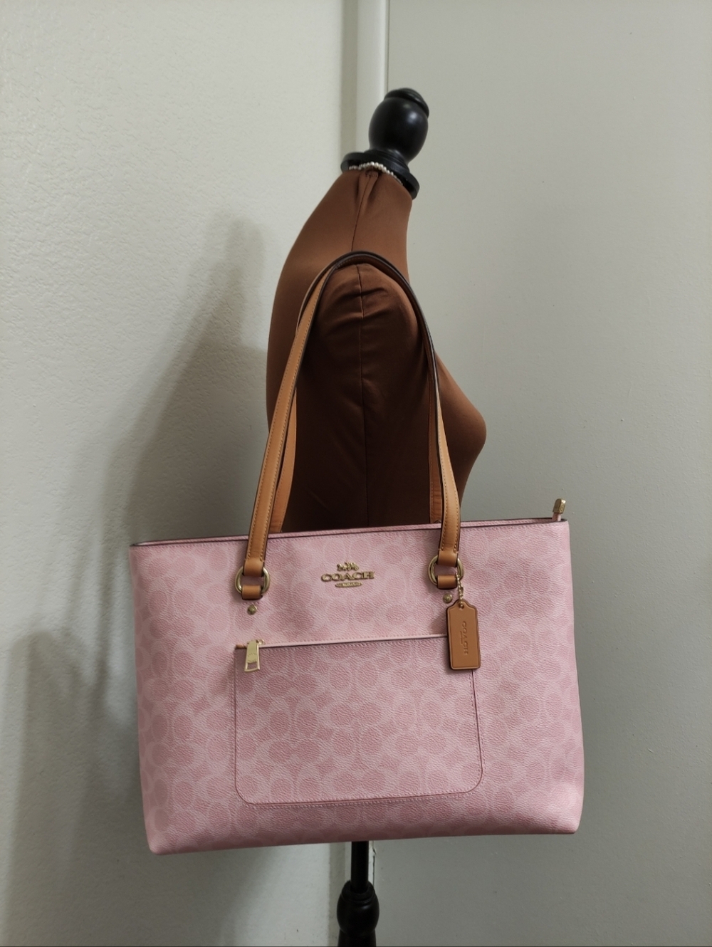 Coach CEA21 Station Tote Bag In Signature Canvas Powder Pink
